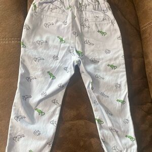 GAP Kids Light Blue Bottoms with Green Dinosaur Print- LIKE NEW